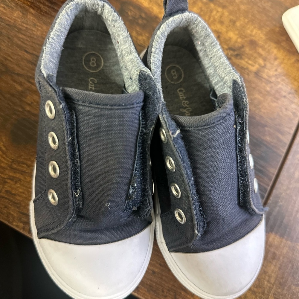 Cat & Jack 2 pairs Kids Black and Blue Shoes size 8 - Picture 3 of 8